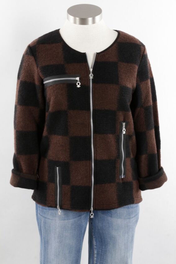 Check Zip Jacket - Black & Coffee