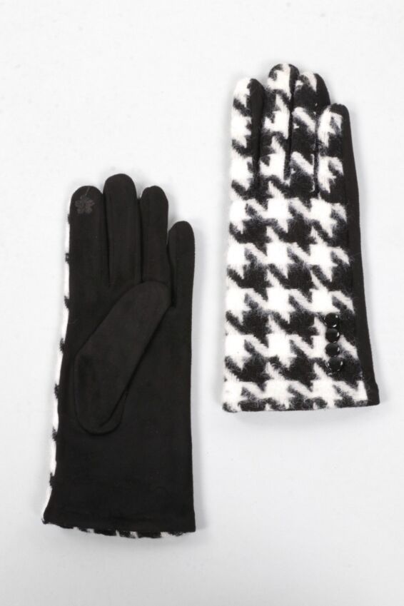 Houndstooth Gloves - Black & White