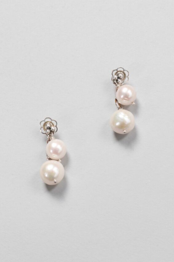 Front Back Pearl Earring - Silver