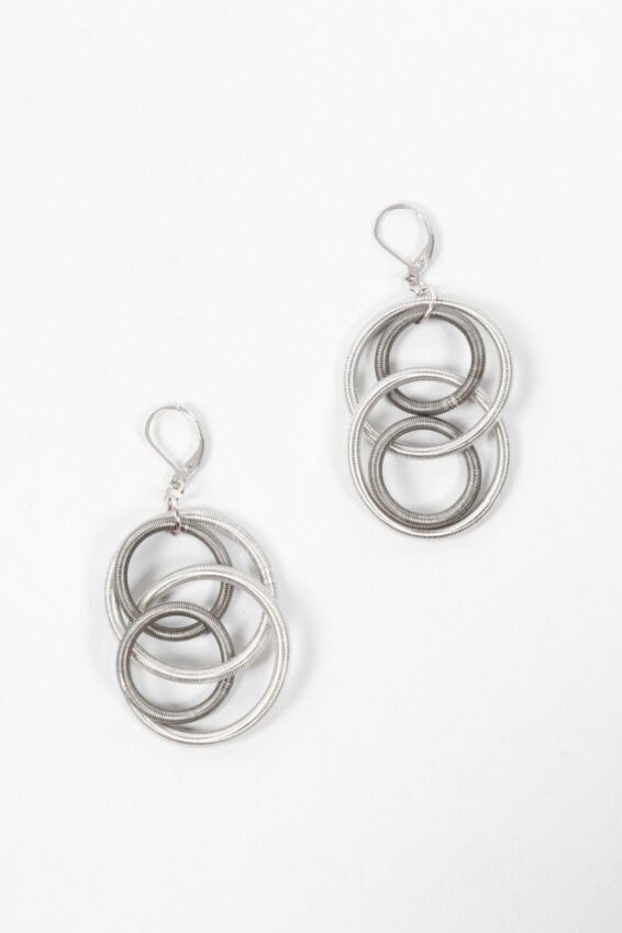 Multi Loop Earring - Silver & Slate