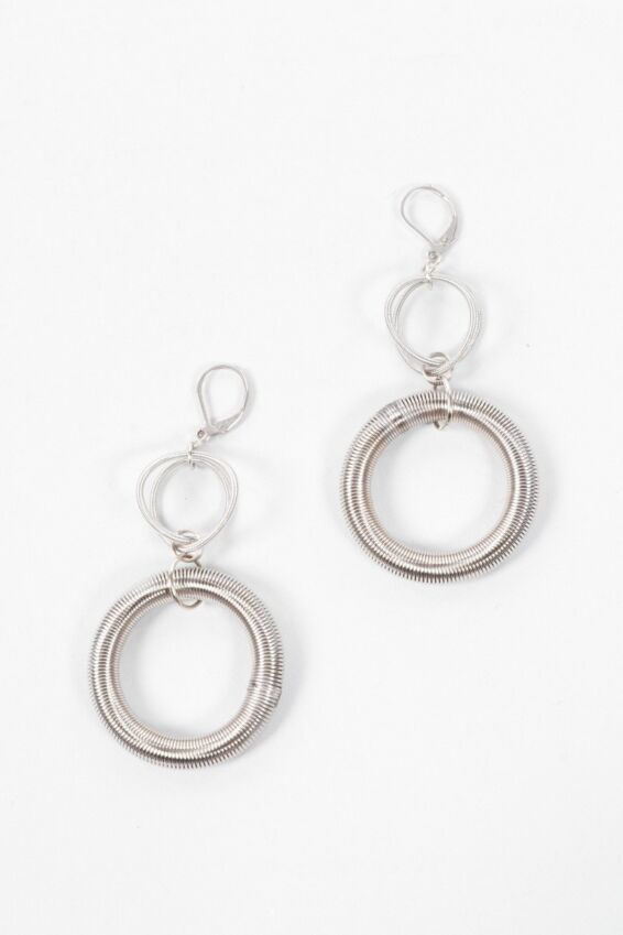 Double Ring Earring - Silver
