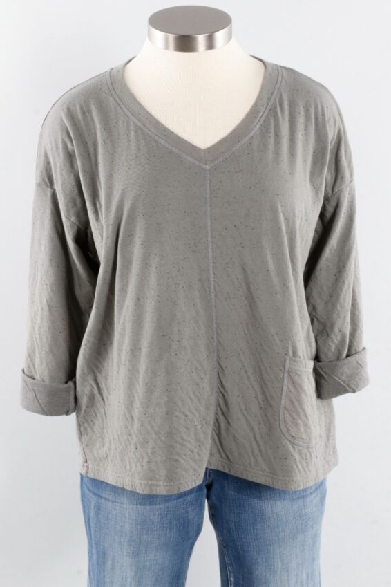 V-Neck Osize Pullover - Cobblestone Speckle