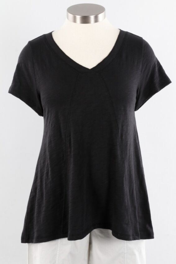 Pieced V-Neck Tunic - Black