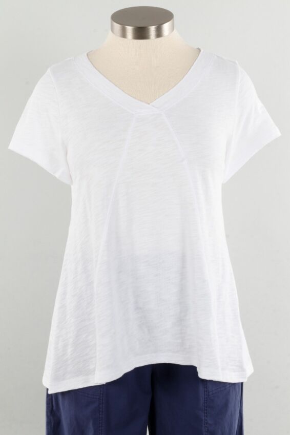 Pieced V-Neck Tunic - White