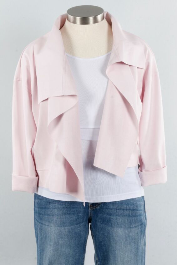 Cropped Asymmetrical Jacket - Pinkish