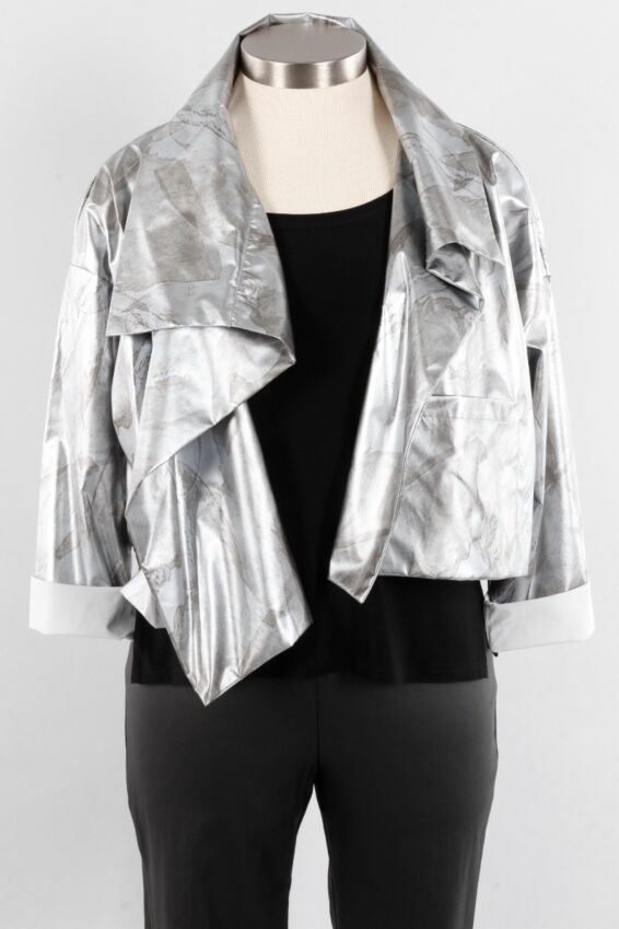 Cropped Asymmetrical Jacket - Marble