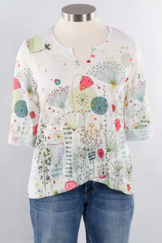 Split V-Neck Top Plus - Garden