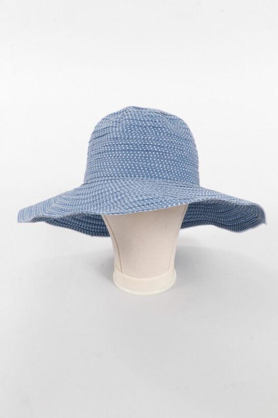 Scrunchie Hat - Blue & White Dots