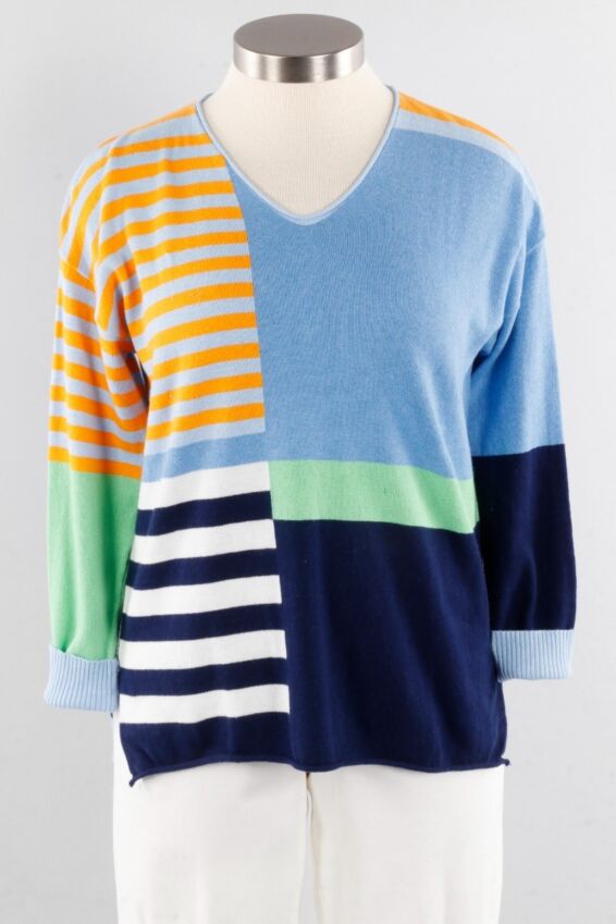 Fun Stripe Sweater - Sky