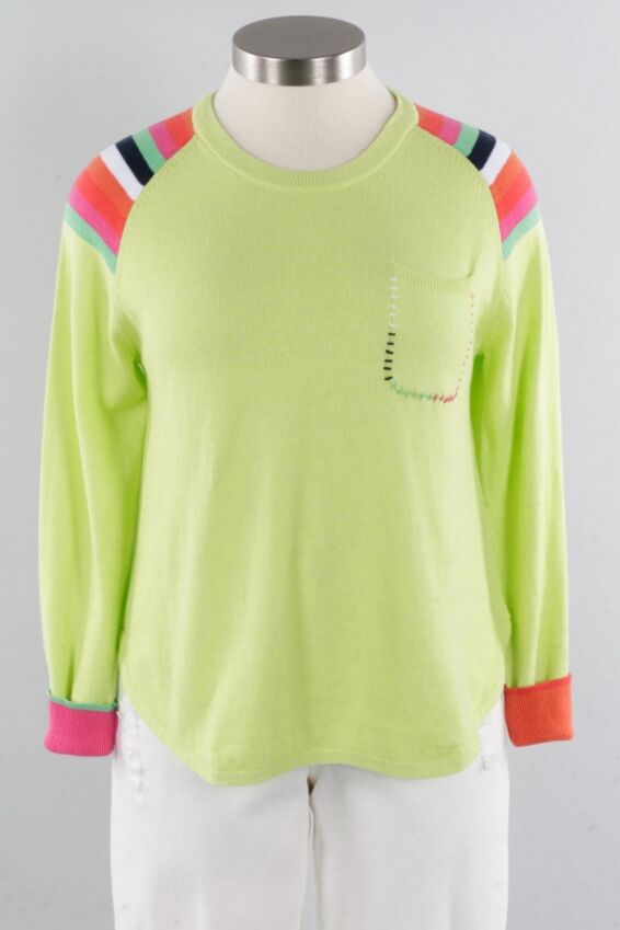Stripe Shoulder Sweater - Lime