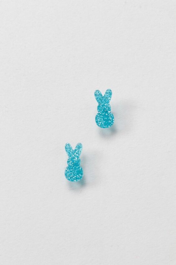 Glitter Bunny Earring - Blue