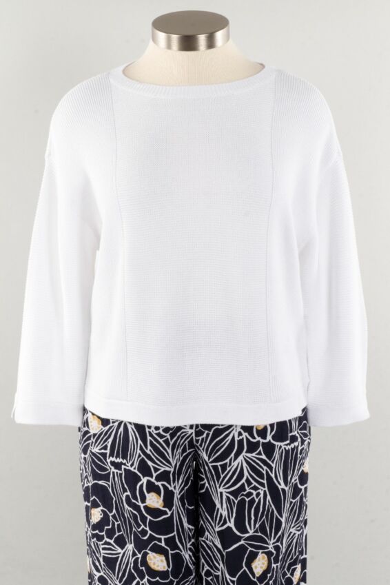Mixed Stitch Pullover - White
