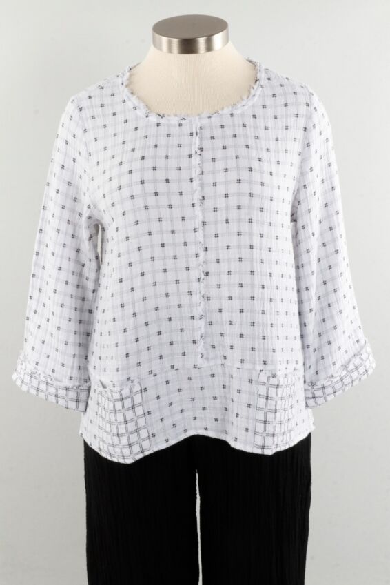 Pocket Pullover - White & Black