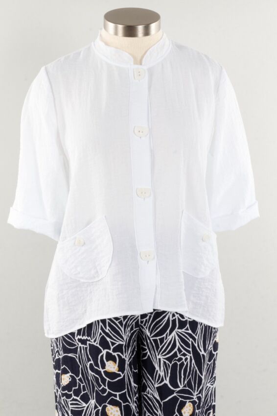 Mandarin Collar Jacket - White