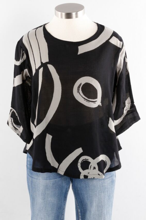 Square Stream Essential Blouse - Black & White