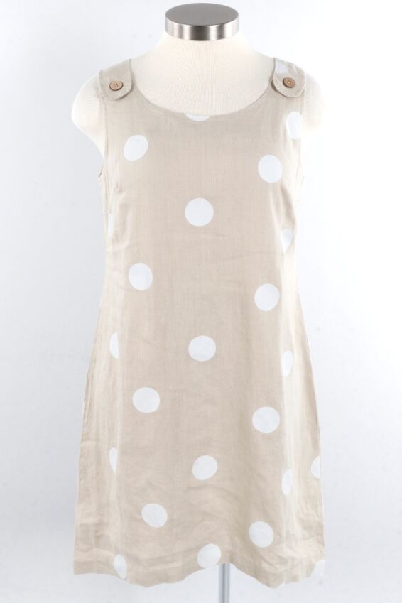 Printed Linen Dress - Greige