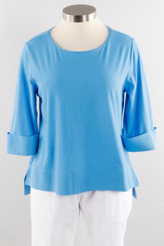 Deep Hem Tee - Azure