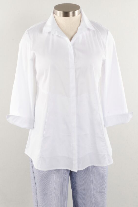 Hidden Placket Shirt - White