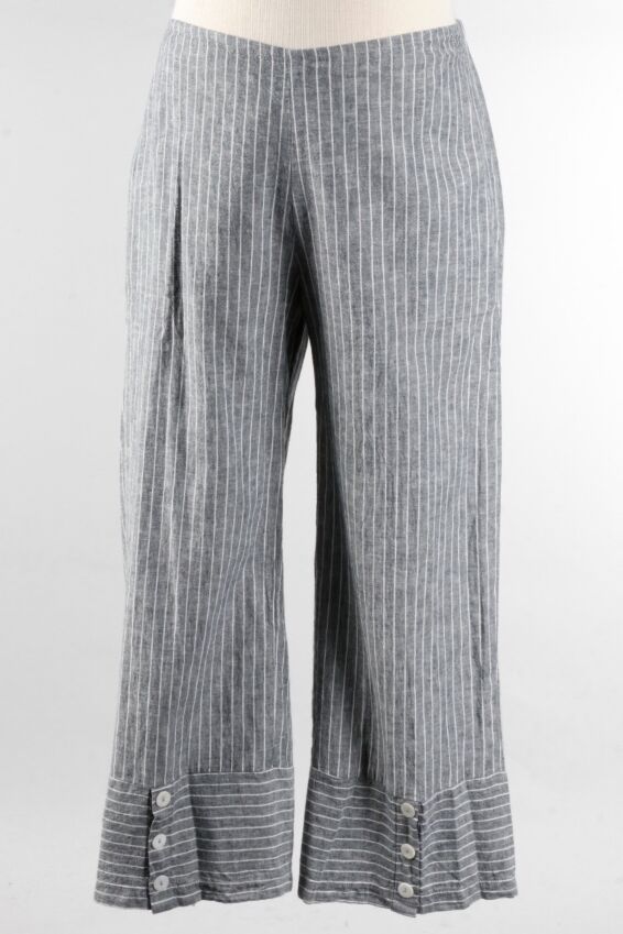 Button Crop Pant - Silver Chambray