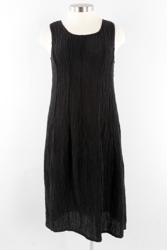 Crinkled Balloon Dress - Black