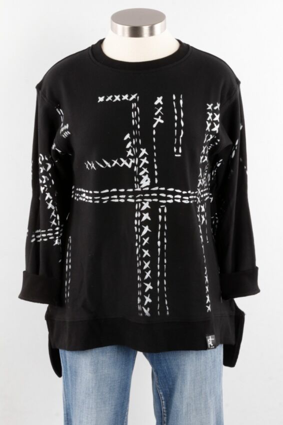 Slashed Elbow Sweatshirt - Black & White