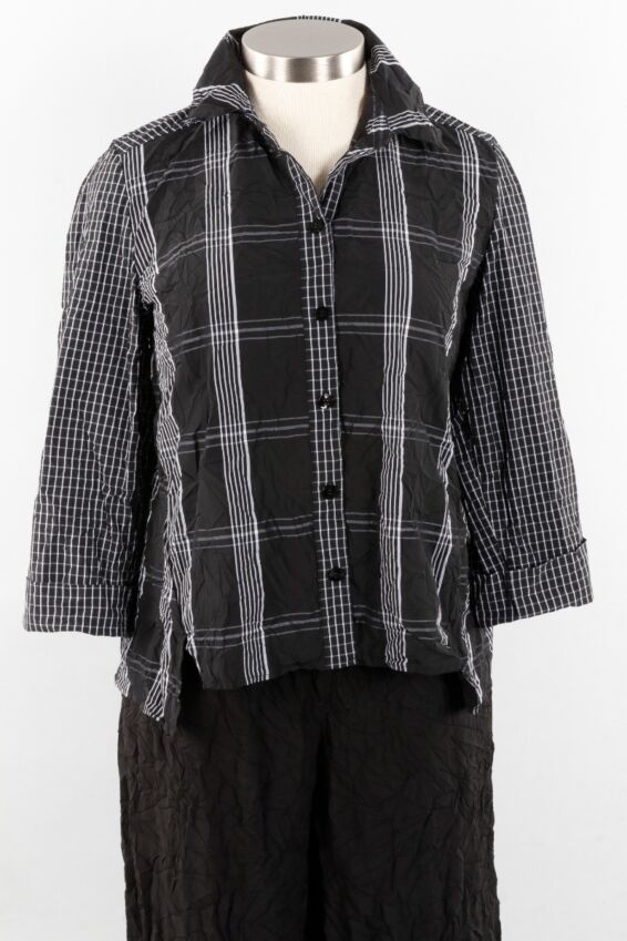 Pattern Mix Top - Black Grid & Plaid