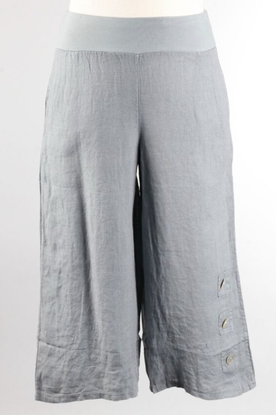 Button Crop Pant - Pebble