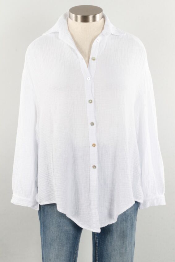 Button Front Shirt - White