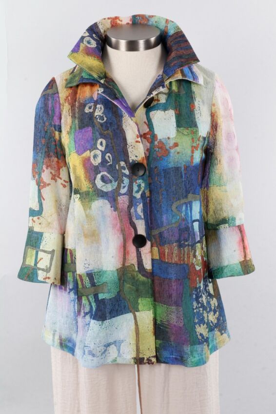 Double Collar Jacket - Green Multi
