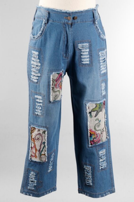 Patchwork Jean - Medium Blue