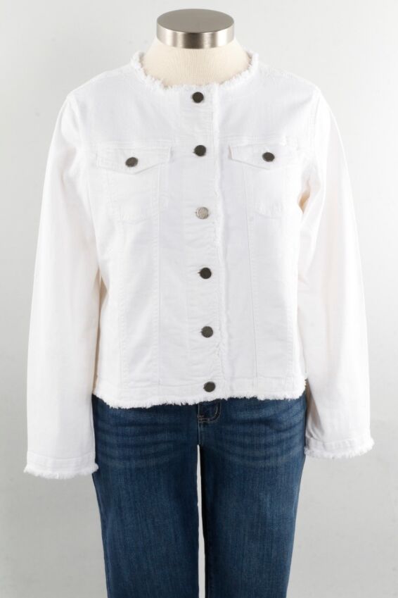 Frayed Jean Jacket - White