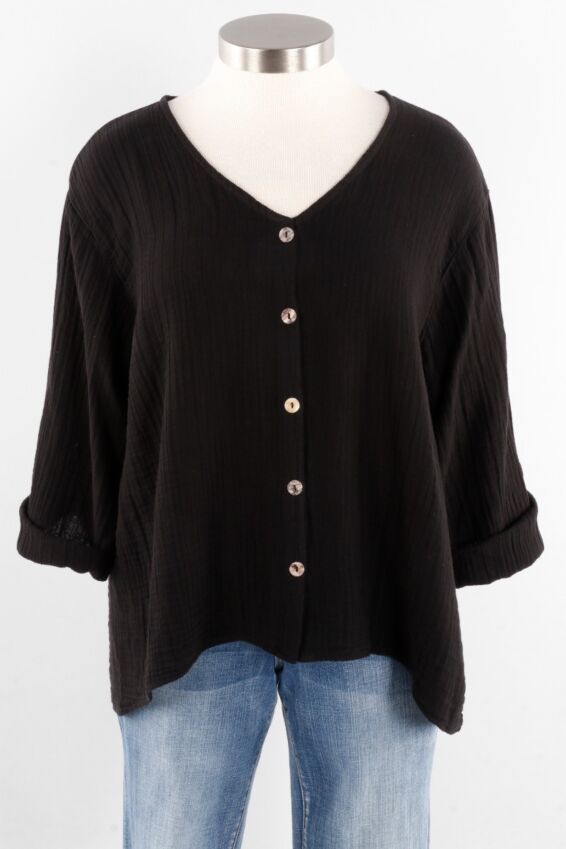 Gauze Cardigan - Black