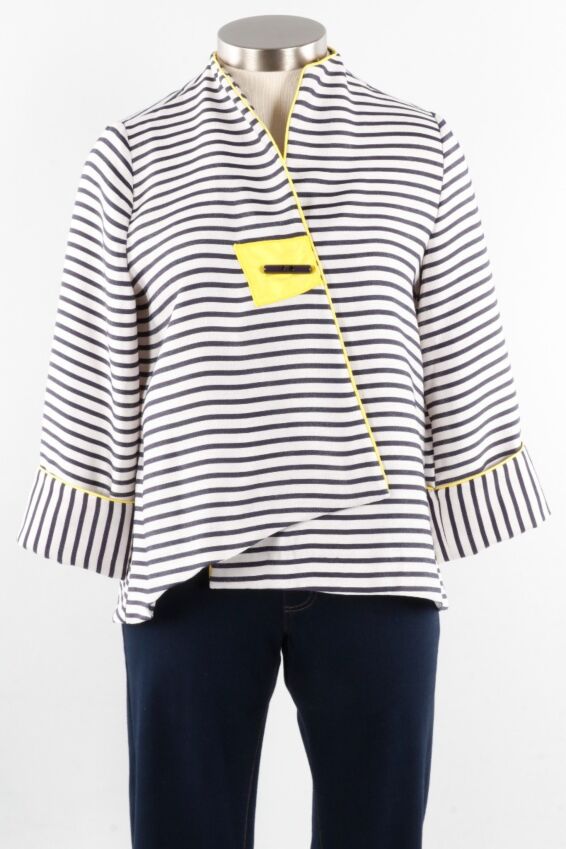 One Button Jacket - Navy Stripe