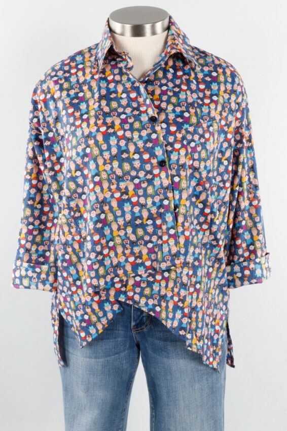 Faces in the Crowd Blouse - Blue