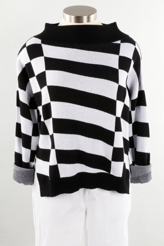 Slanted Mock Neck - Black & White