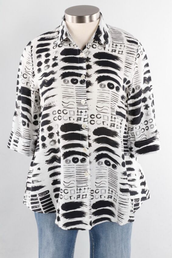 Back Zip Top - Black & White