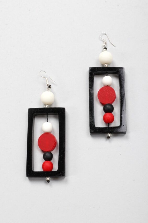 Abacus Resin Earring - Black & Red