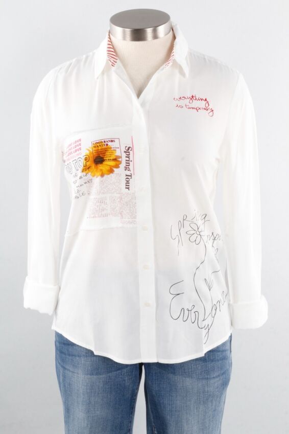 Patchwork Message Shirt - White