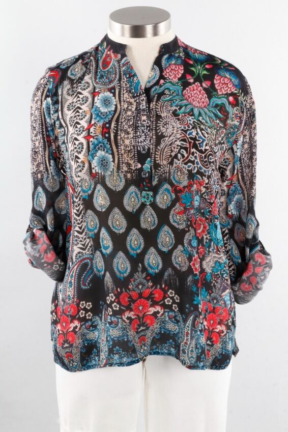 Split Neck Tunic - Blue