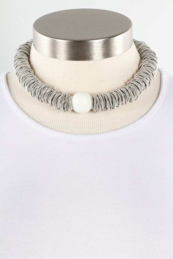 Spring Ring Necklace - Silver & White
