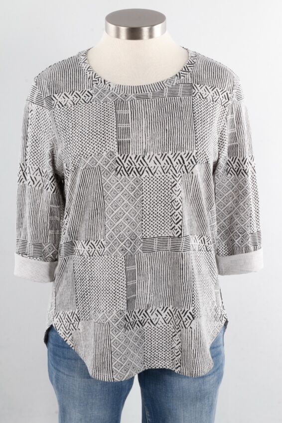 High Lo Tee - Dune Patchwork