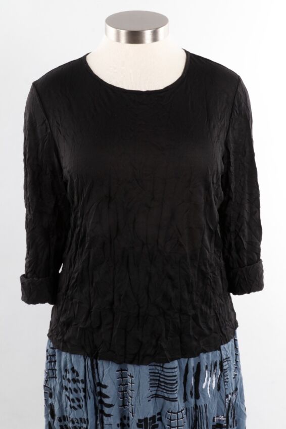 Long Sleeve Basic Top Plus - Black