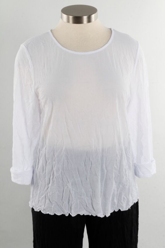 Long Sleeve Basic Top Plus - White