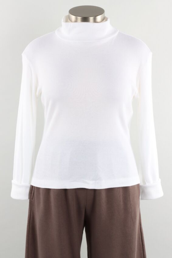 Long Sleeve Mock Shell - White