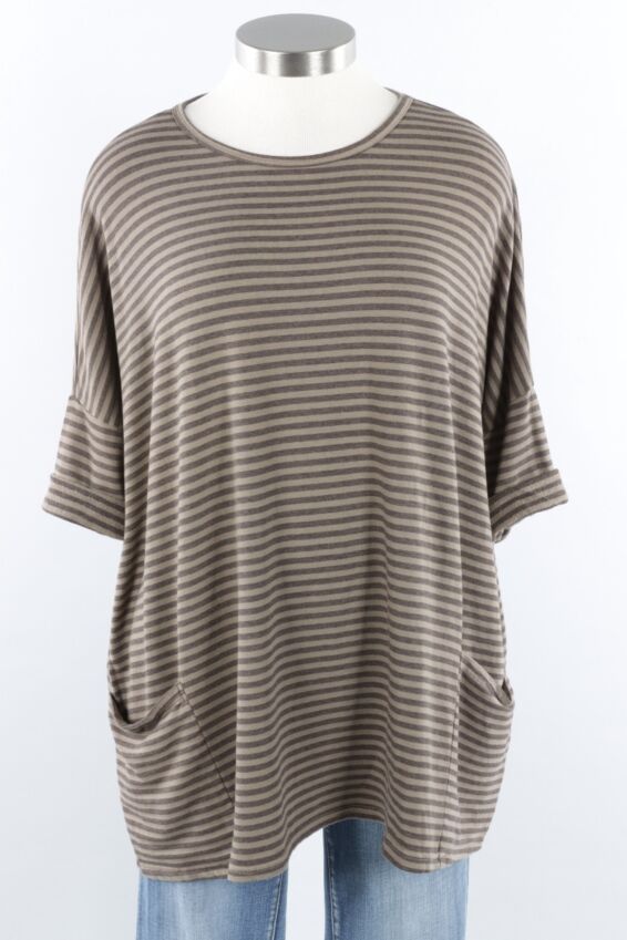 Osize Pullover - Saddle Fleece Stripe