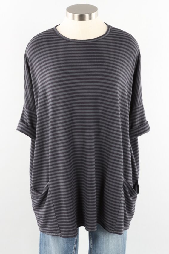 Osize Pullover - Anthracite Fleece Stripe