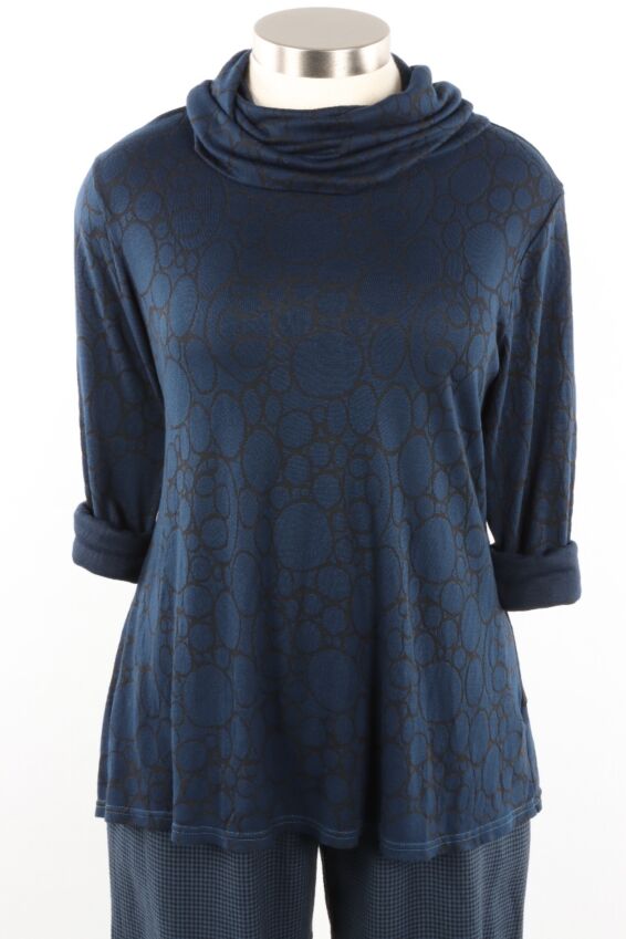Cowl Neck Pullover - Inkjet Ring