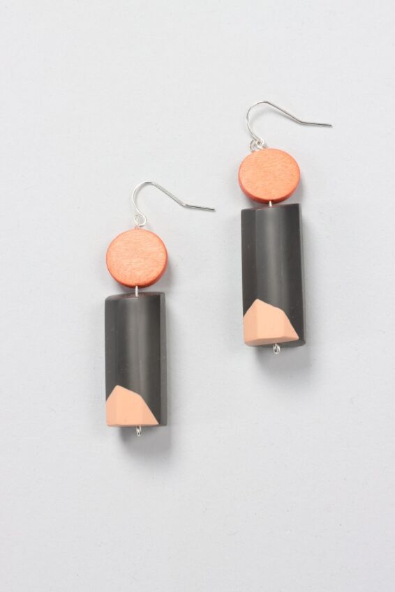 Dangle Earring - Grey & Orange