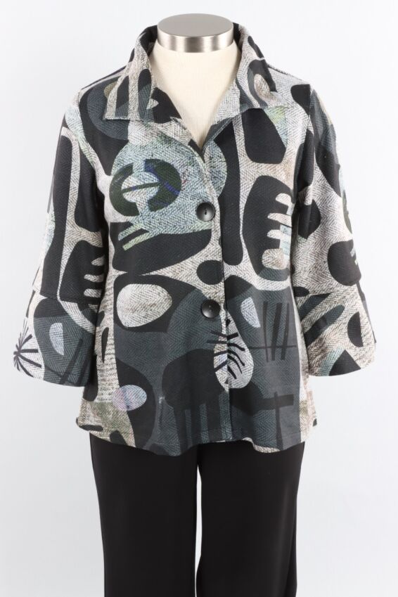 Three Button Jacket - Grey Mix