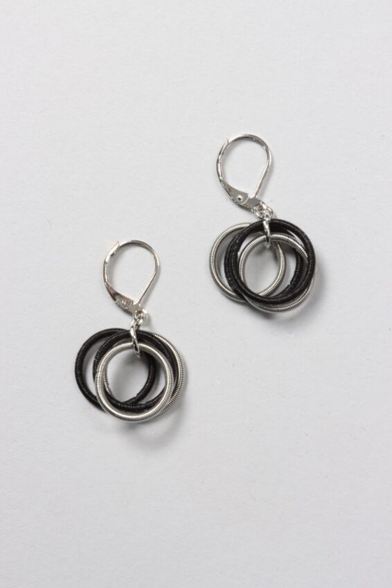 Multi Loop Earring - Silver & Black